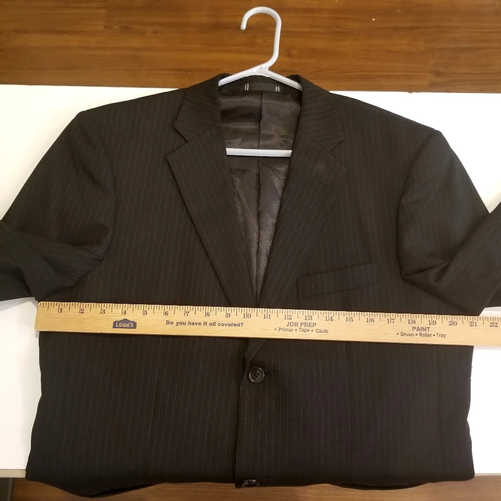 Emanuel Ungaro Blazer Men's 40L Wool Black Pinstripe 3 Button Suit Coat